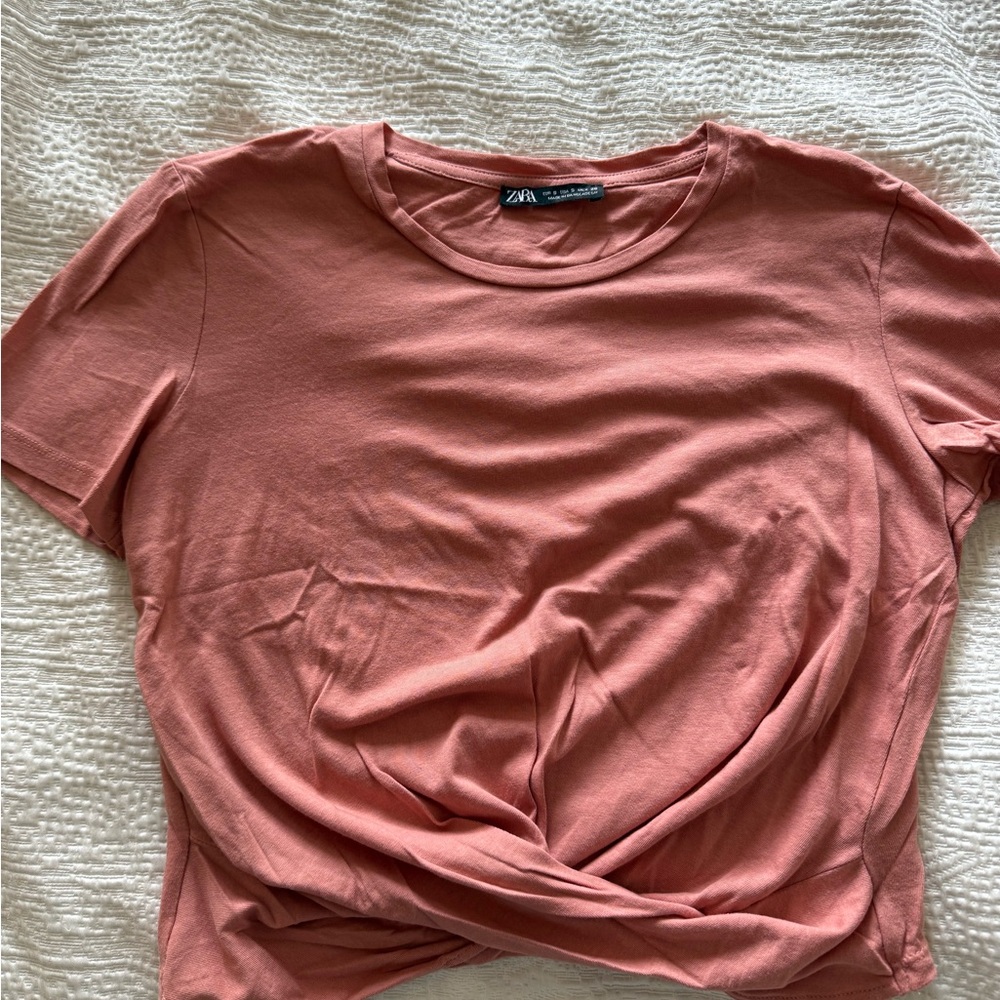 Zara Women's Dusty Rose Short Sleeve Tee